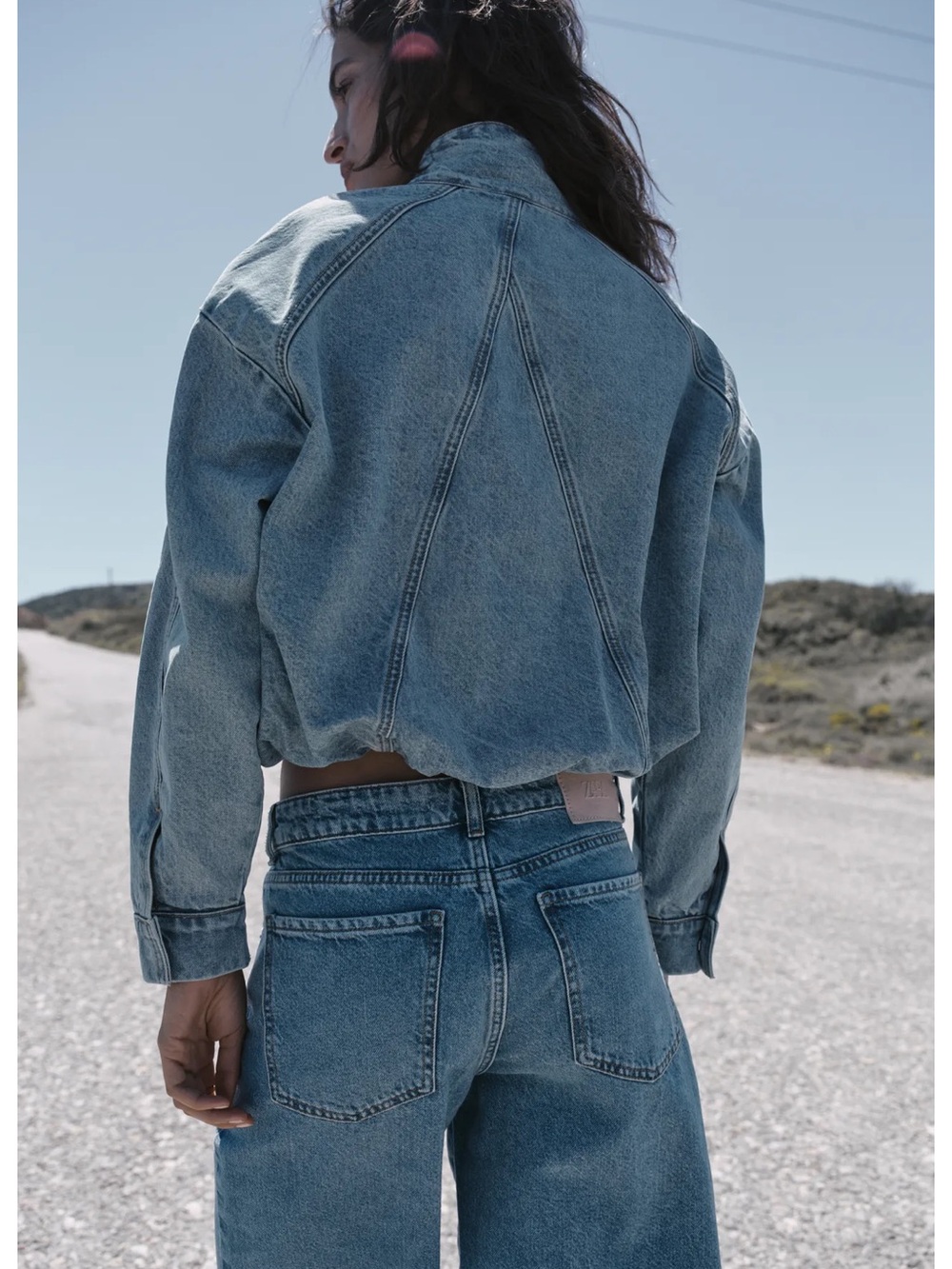 Zara Z1975 HIGH NECK DENIM BOMBER JACKET - Picture 8 of 11